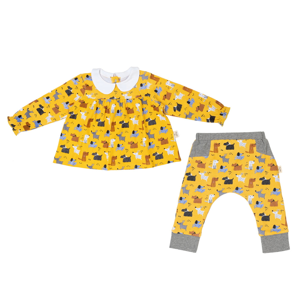 Colourful Dogs Teatime Blouse and Pants Set