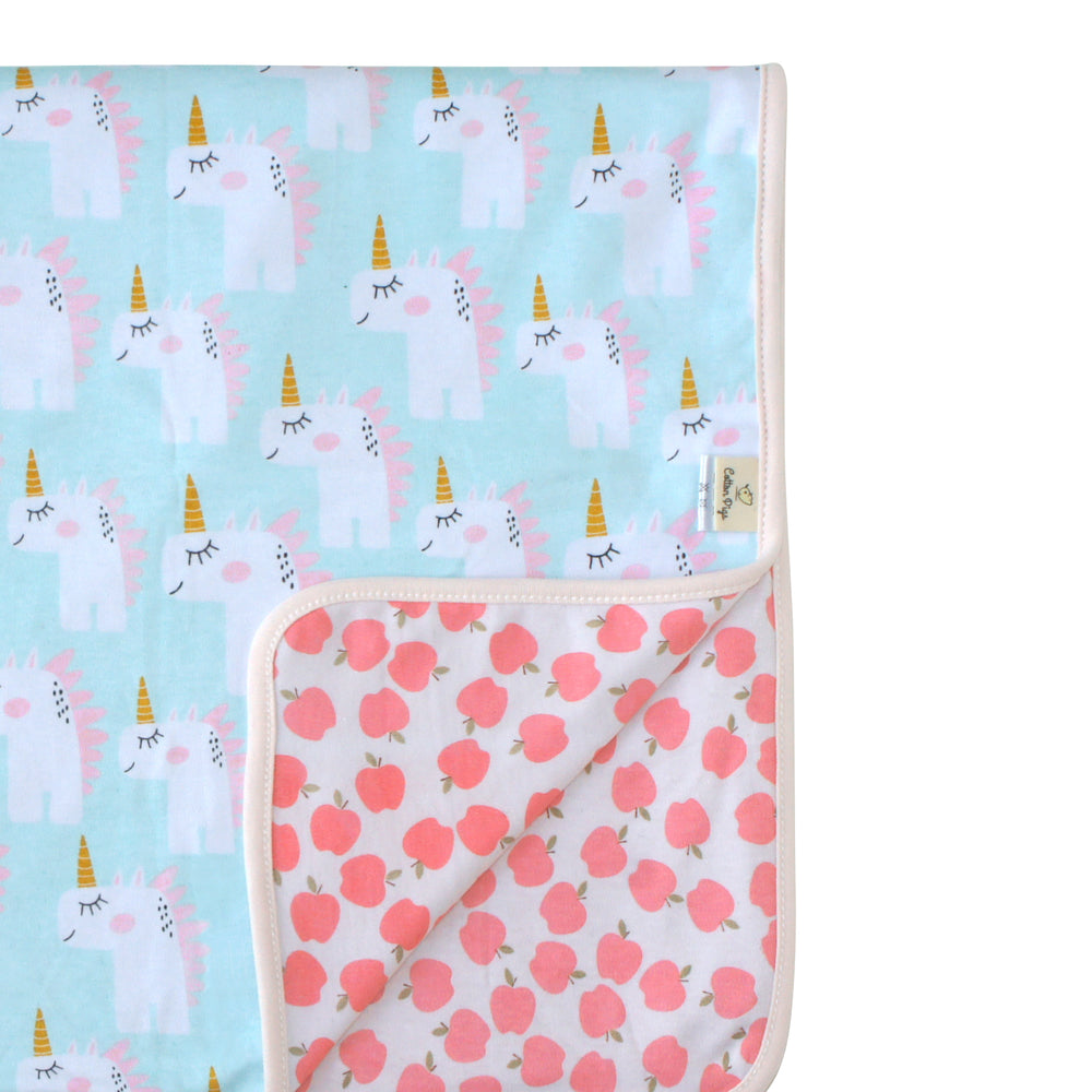 Unicorns and Apples Organic Reversible Blanket