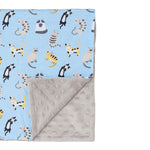 Funny cats and silver grey minky blanket