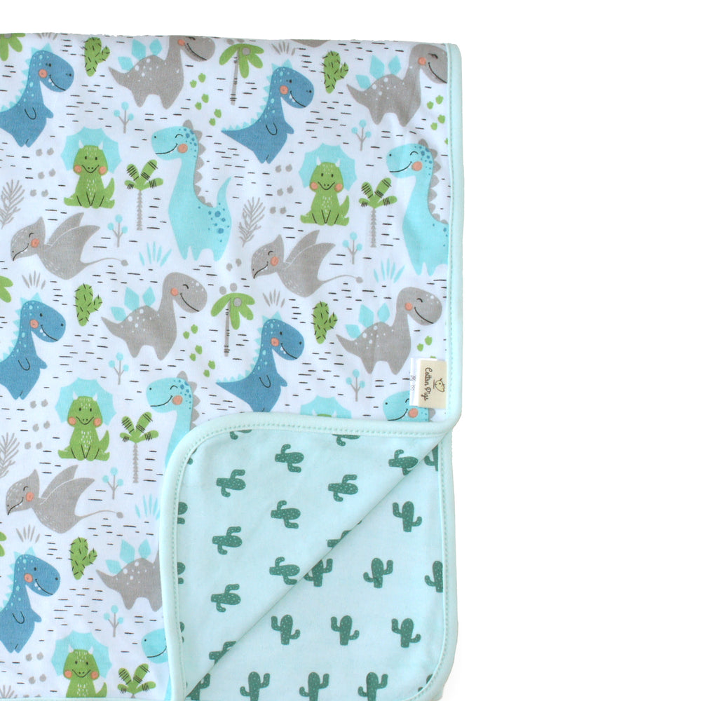 Dino and Cactus Organic Reversible Blanket