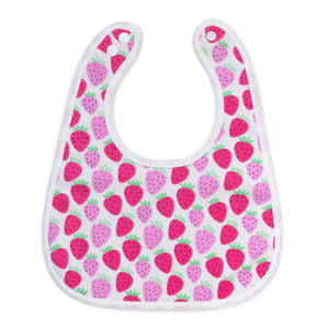 Giraffes and Strawberries Organic Reversible Bib