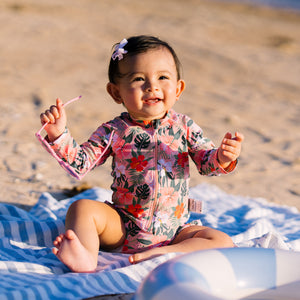 Tropical Hibiscus Rash Guard Baby Toddler Swimsuit