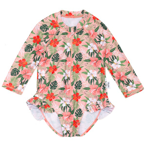 Tropical Hibiscus Rash Guard Baby Toddler Swimsuit