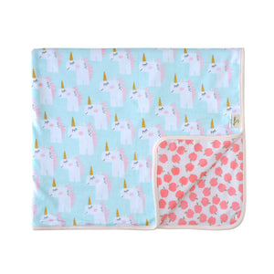 Unicorns and Apples Organic Reversible Blanket